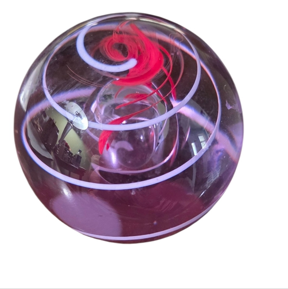 Caithness Purple Swirl Glass Paperweight